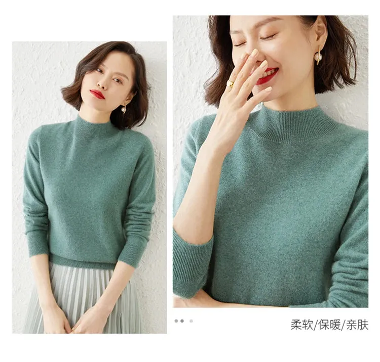 Women Sweater Long Sleeve Knitwear Warm Autumn Winter Bottoming Shirt Slim Fit Pullovers Fashion Korean Jumpers Pull Sweates