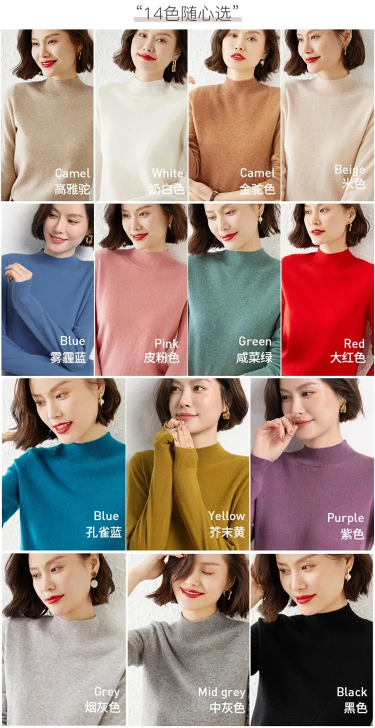 Women Sweater Long Sleeve Knitwear Warm Autumn Winter Bottoming Shirt Slim Fit Pullovers Fashion Korean Jumpers Pull Sweates
