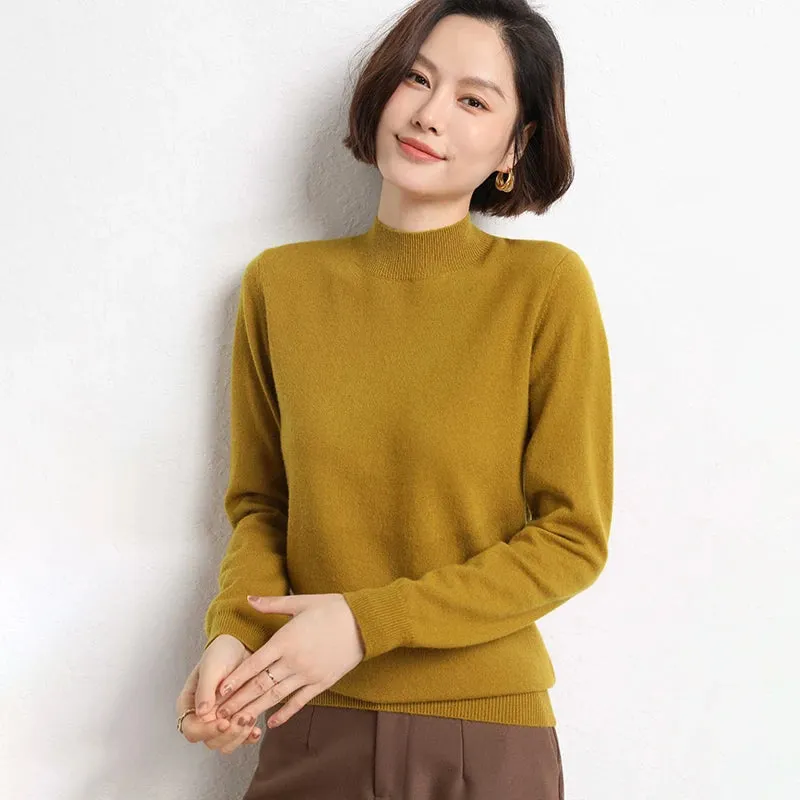 Women Sweater Long Sleeve Knitwear Warm Autumn Winter Bottoming Shirt Slim Fit Pullovers Fashion Korean Jumpers Pull Sweates