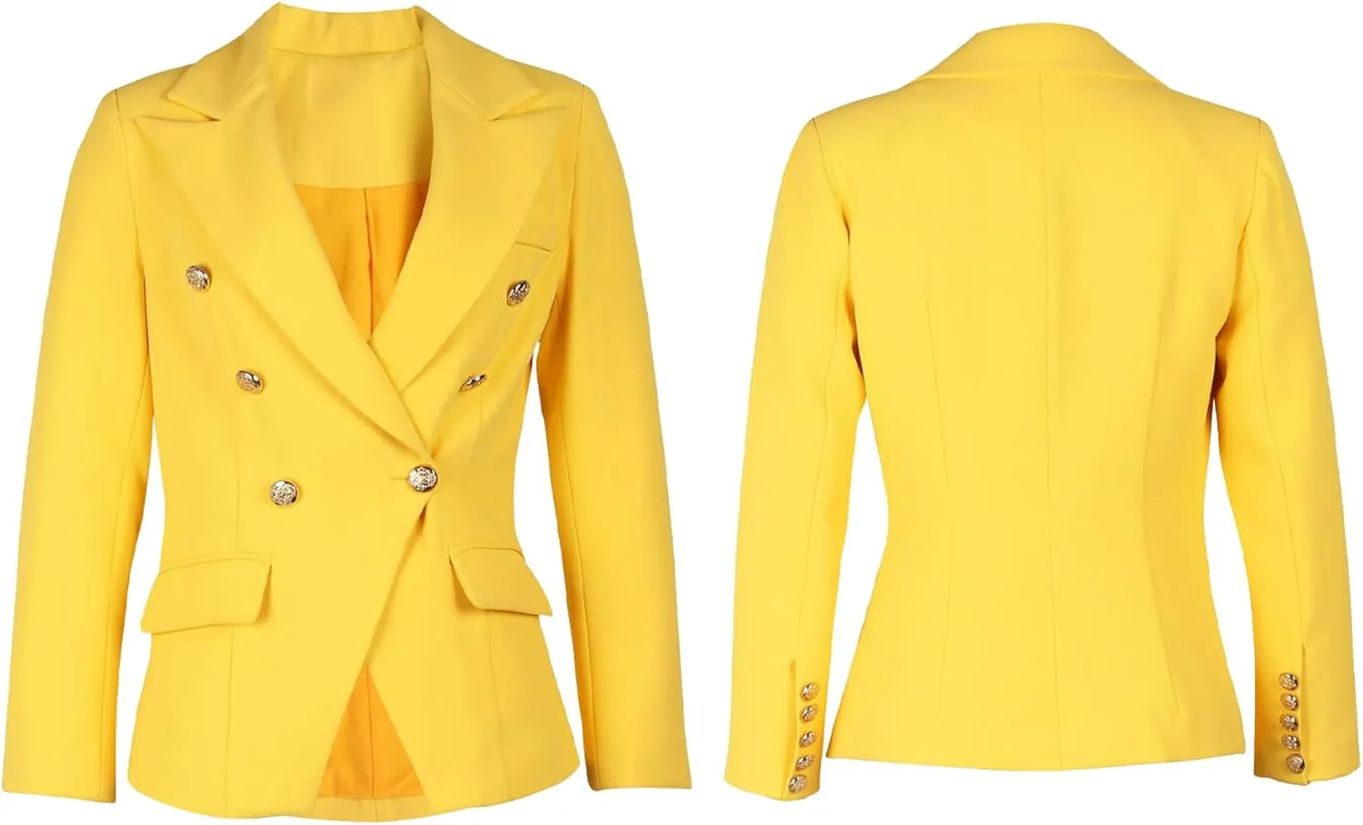 Women's Double Breasted Blazer Casual Long Sleeve Lapel Open Front Jacket Formal Business Work Office
