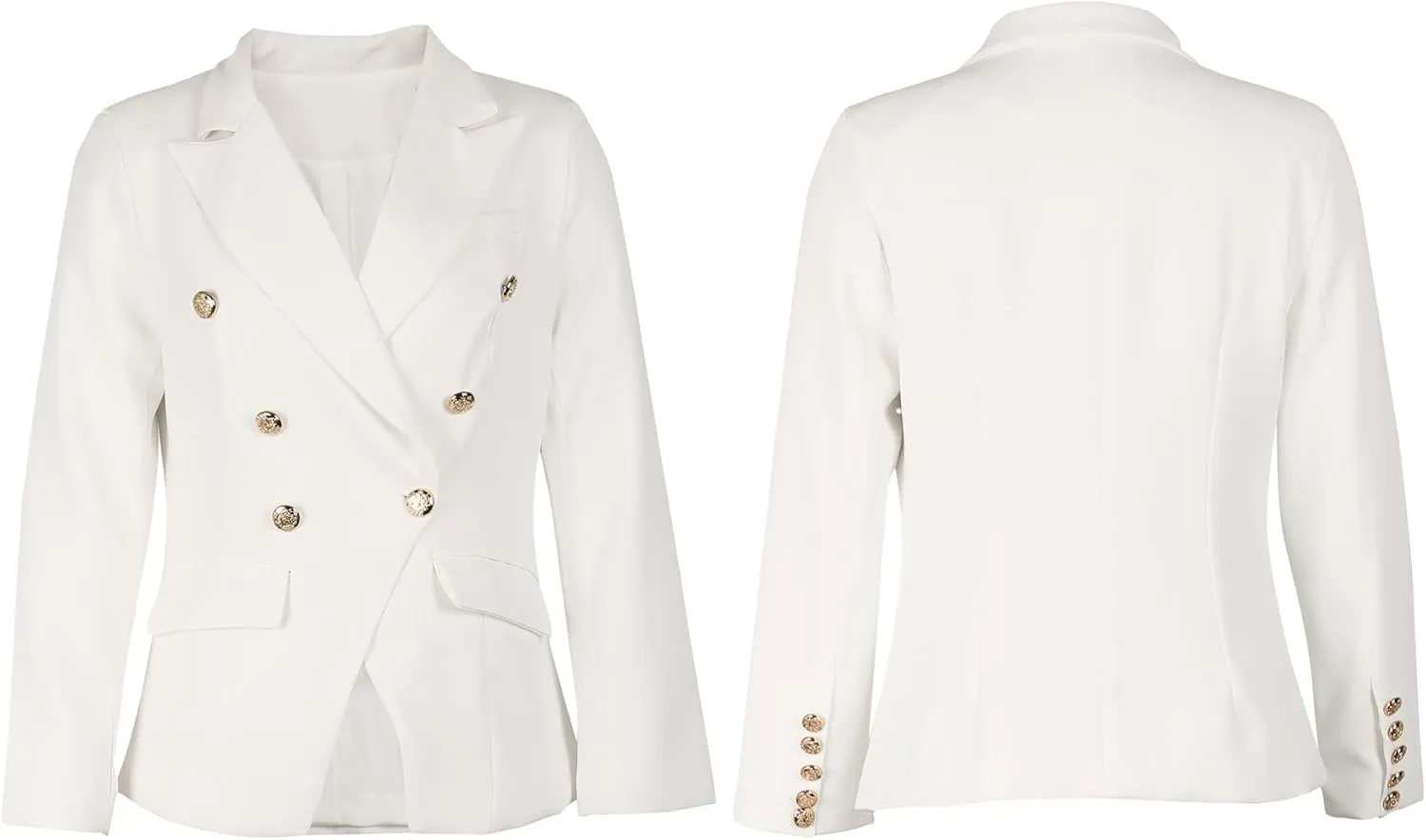 Women's Double Breasted Blazer Casual Long Sleeve Lapel Open Front Jacket Formal Business Work Office