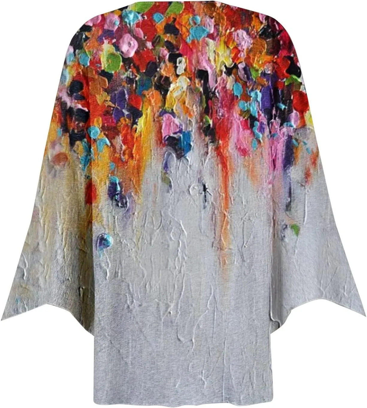 Women's Floral Print Bell 3/4 Sleeve Cardigan Lightweight Open Front Button Down Cover Up Casual Blouse Tops