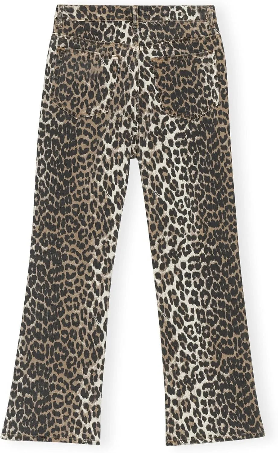 Women's Leopard Bell Bottom Jeans Cropped Mid Rise Stretchy Cheetah Print Flared Demin Pants