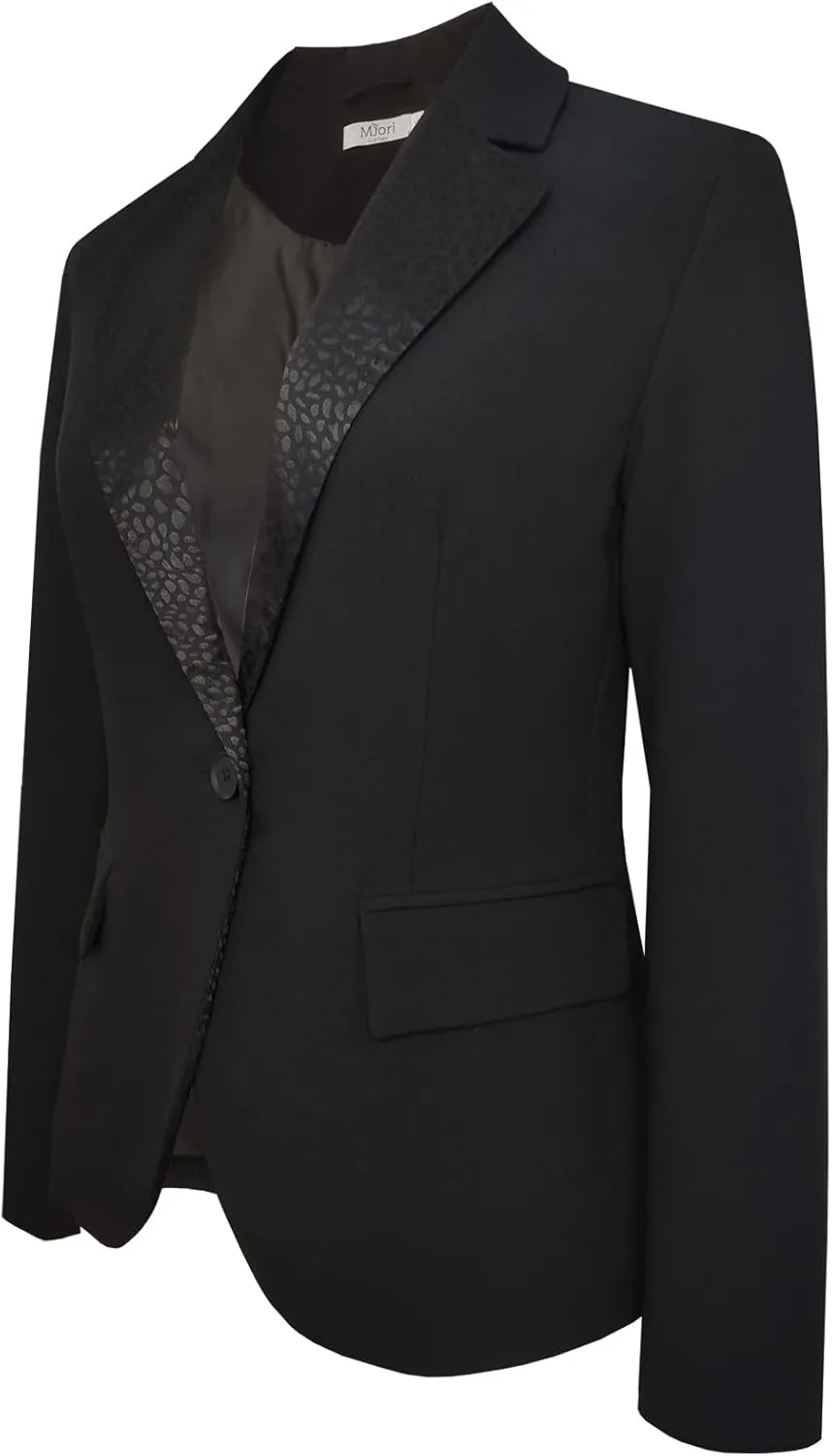 Womens Long Sleeve Blazers for Work Casual Notch Lapel One Button Hot Pink Blazer Women with Pocket