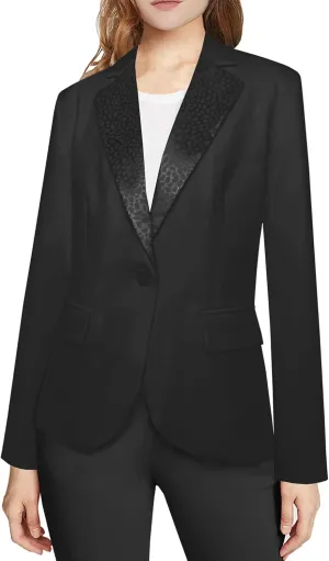 Womens Long Sleeve Blazers for Work Casual Notch Lapel One Button Hot Pink Blazer Women with Pocket