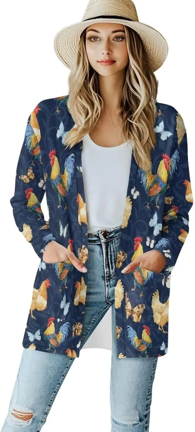 Womens Open Front Cardigan Casual Long Cardigans Long Sleeve Lightweight Jacket Tops Fall Outfit with Pockets