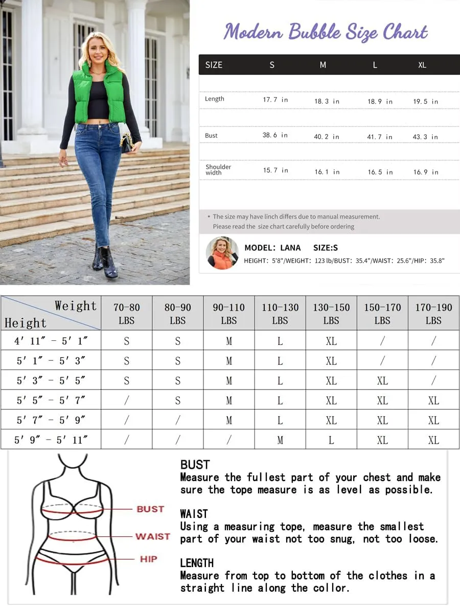 Women's Puffer Vest - Sleeveless Quilted Gilet with Detachable Hood or Crop, Lightweight Fall Winter Vest
