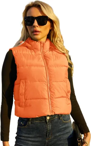 Women's Puffer Vest - Sleeveless Quilted Gilet with Detachable Hood or Crop, Lightweight Fall Winter Vest