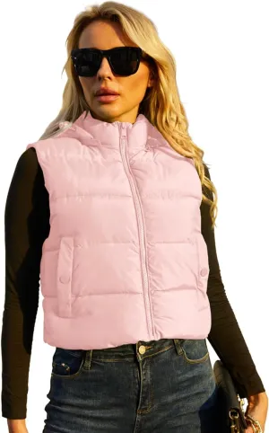Women's Puffer Vest - Sleeveless Quilted Gilet with Detachable Hood or Crop, Lightweight Fall Winter Vest