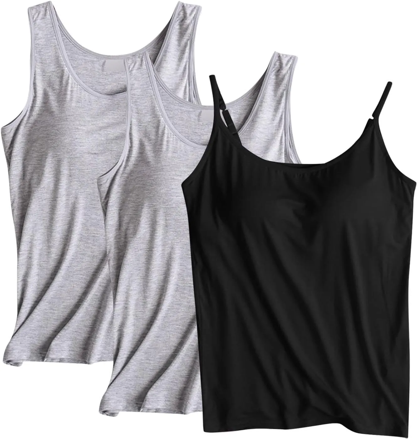 Women's Shelf Bra Camisole Summer Tops Spaghetti Strap Cami Tank Cotton Undershirts 3 Pack