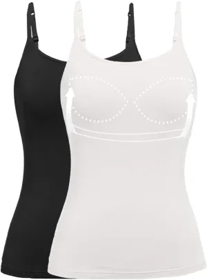 Womens Tank Tops Adjustable Strap Camisole with Built in Padded Bra Vest Sleeveless Layer Top 1/2/3 Packs