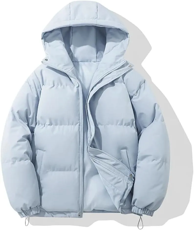 Women's Thicken Warm Fashion Harajuku Puffer Jacket Hooded Zipper Cotton-Padded Coat Women Coatigan