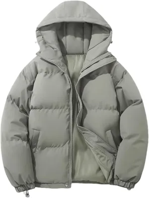Women's Thicken Warm Fashion Harajuku Puffer Jacket Hooded Zipper Cotton-Padded Coat Women Coatigan