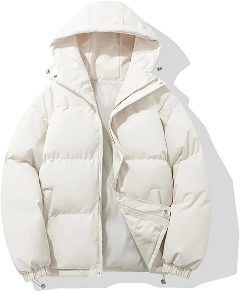Women's Thicken Warm Fashion Harajuku Puffer Jacket Hooded Zipper Cotton-Padded Coat Women Coatigan