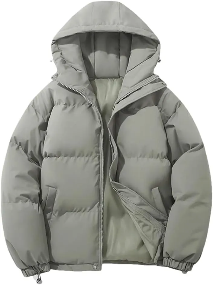 Women's Thicken Warm Fashion Harajuku Puffer Jacket Hooded Zipper Cotton-Padded Coat Women Coatigan