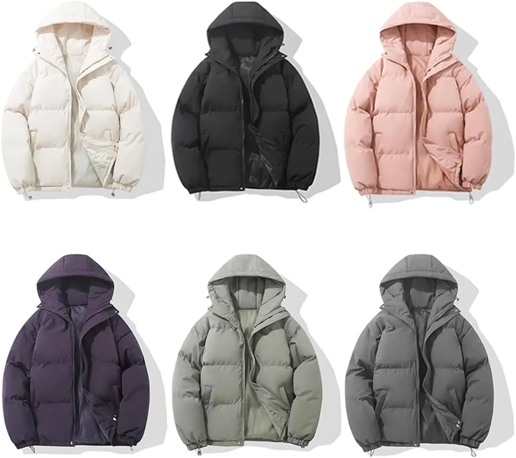 Women's Thicken Warm Fashion Harajuku Puffer Jacket Hooded Zipper Cotton-Padded Coat Women Coatigan