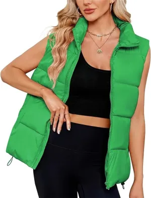 Women's Winter Sleeveless Padded Jacket Medium Long Standing Collar Warm Cotton Vest Thicken Waistcoat