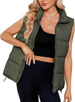 Women's Winter Sleeveless Padded Jacket Medium Long Standing Collar Warm Cotton Vest Thicken Waistcoat