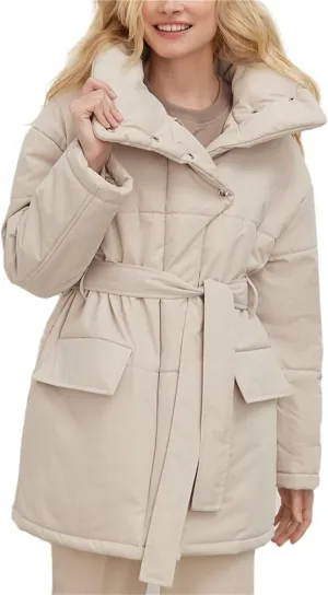 Women's Winter Stand Collar Irregular Cutting Puffer Coat Fashion Solid Color Long Sleeve Warm Cotton-Padded Jacket