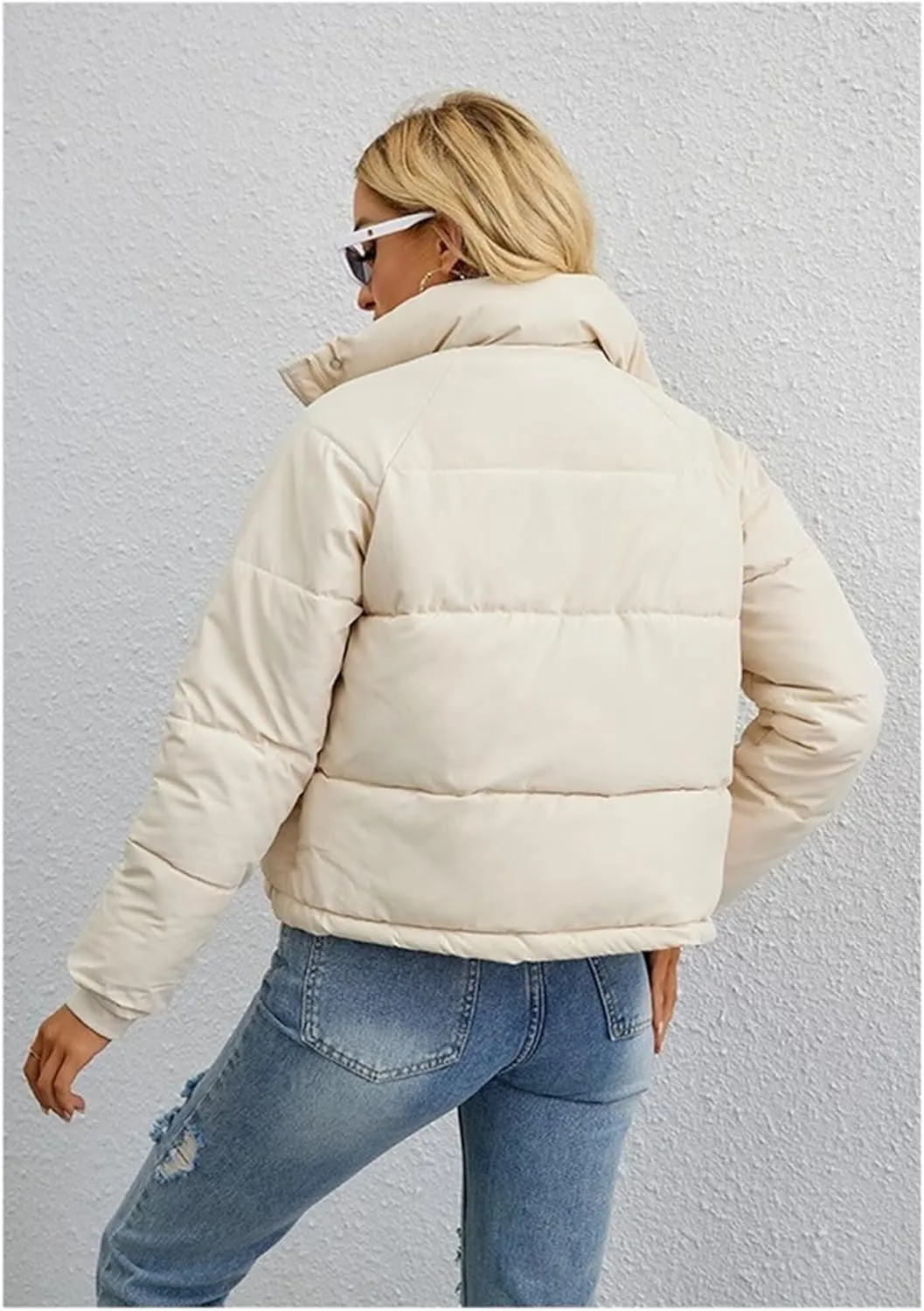 Women's Winter Thicken Short Cotton-Padded Jacket Solid Color Loose Size Hooded Zipped Down Coat