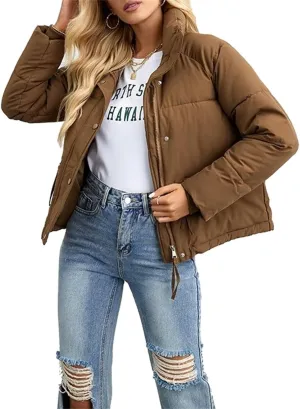 Women's Winter Thicken Short Cotton-Padded Jacket Solid Color Loose Size Hooded Zipped Down Coat
