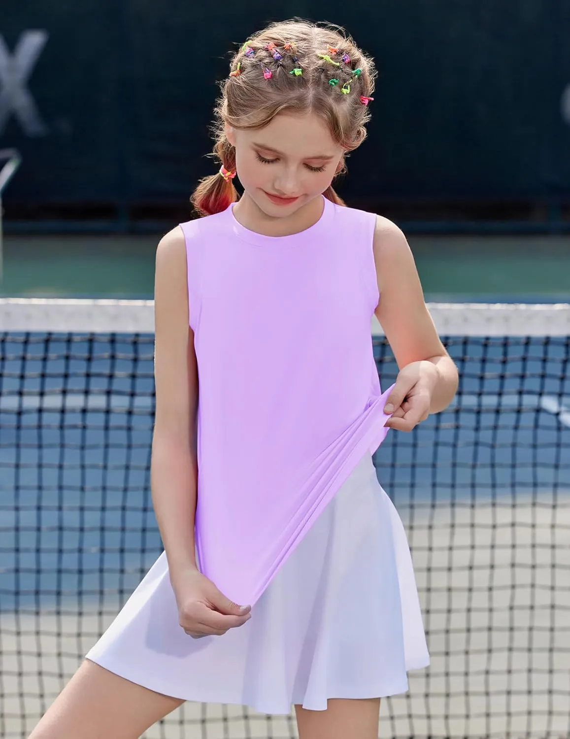 Zaclotre Girls Athletic Tank Tops High-Low Hem Loose Fit Summer Top Kids Sleeveless Sport Shirts 5-14 Years