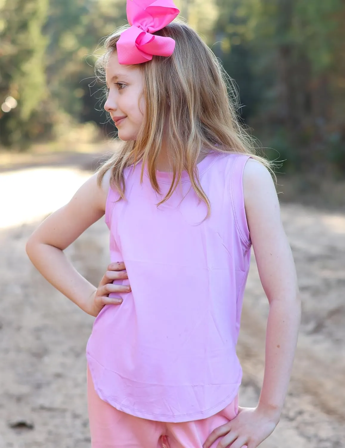 Zaclotre Girls Athletic Tank Tops High-Low Hem Loose Fit Summer Top Kids Sleeveless Sport Shirts 5-14 Years