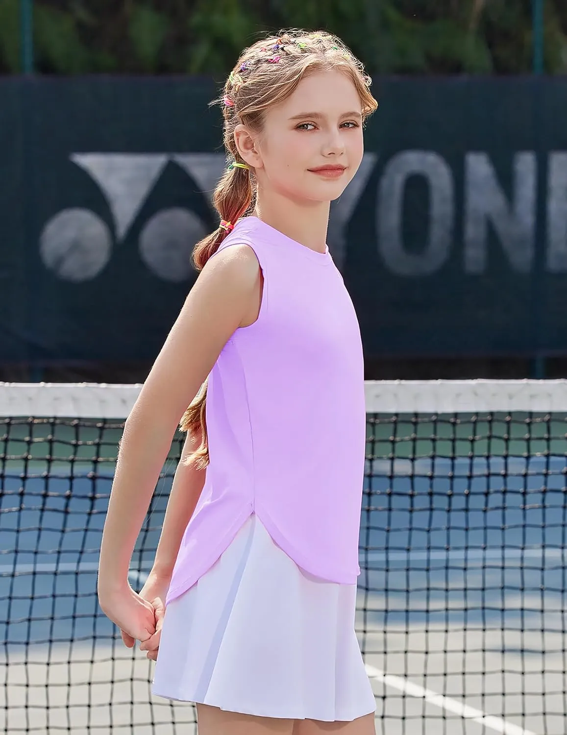 Zaclotre Girls Athletic Tank Tops High-Low Hem Loose Fit Summer Top Kids Sleeveless Sport Shirts 5-14 Years