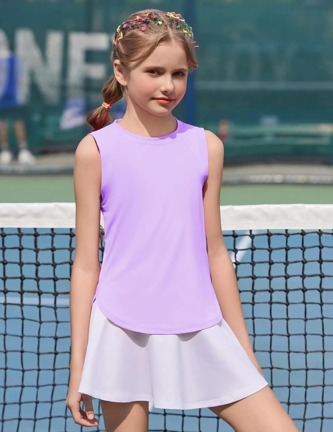 Zaclotre Girls Athletic Tank Tops High-Low Hem Loose Fit Summer Top Kids Sleeveless Sport Shirts 5-14 Years